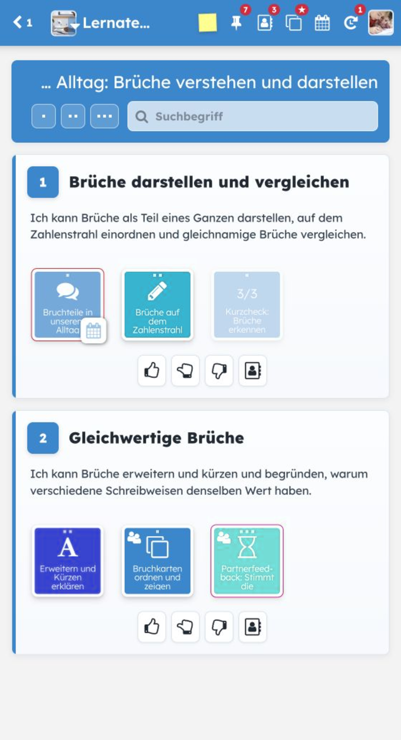 Aktuelle LearningView-Kursansicht einer Schülerin auf einem mobilen Gerät
